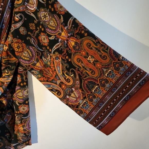 Earthbound trading cropped tie front kimono size xl big sleeve boho top - Picture 2 of 3